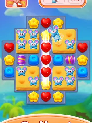 Spielfeld von Sweet Candy Puzzle mit Ziel- und Zugzähler