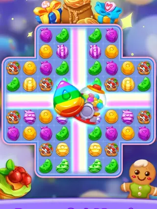 Candy Fever Smash: Spielfeld mit Kreuzform aus Bonbons