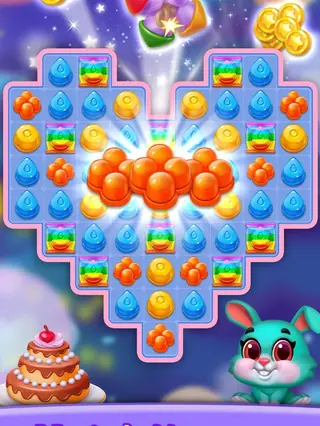 Candy Fever Smash: Herzform aus Bonbons auf dem Feld