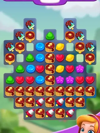 Lollipop Sweet Taste: Spielfeld mit Levelnummer und Sternen